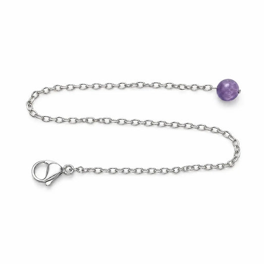 Chaînette 20 cm de pendule en perle de améthyste, acier inoxydable 304