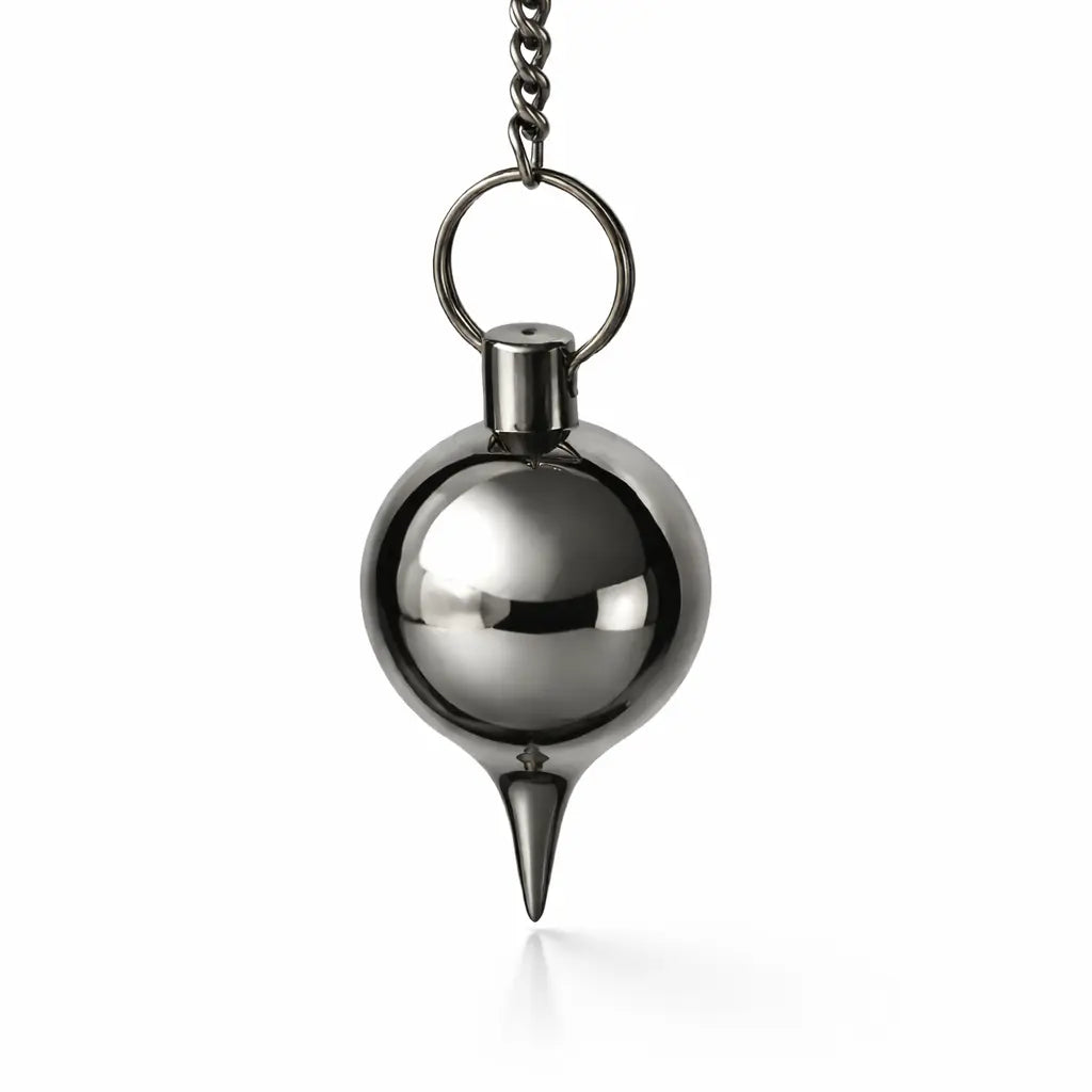 Pendule goutte en métal noir avec chaîne pour radiesthésie et divination polyvalente