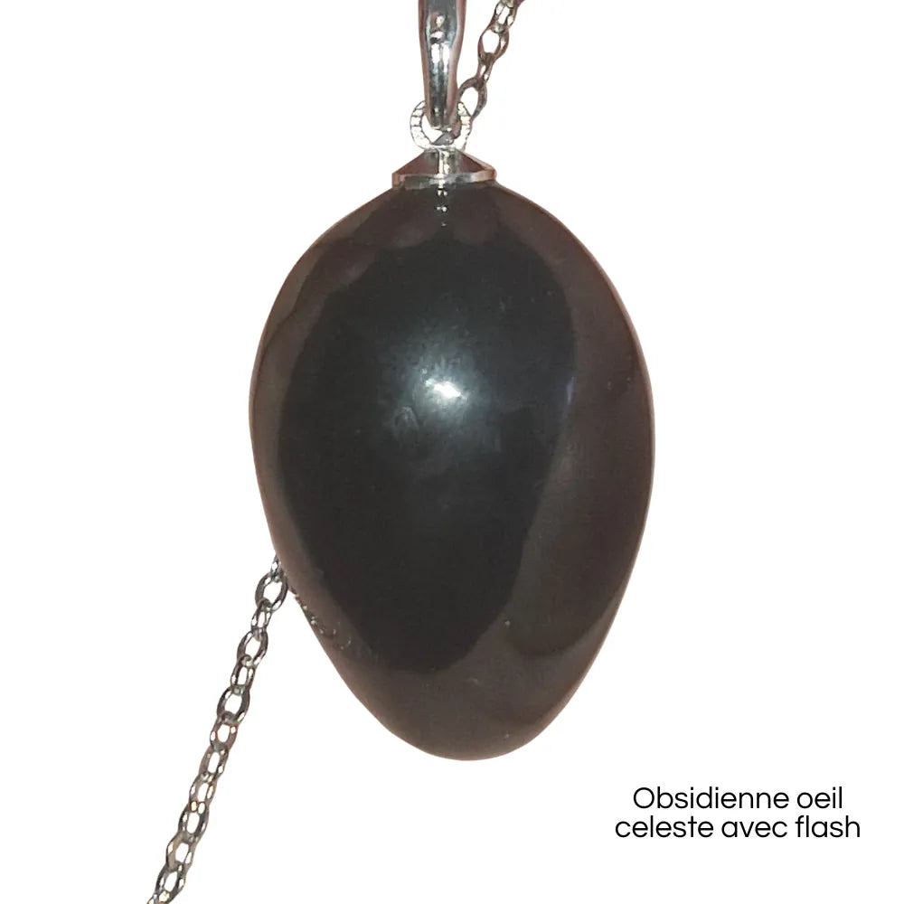pendule obsidienne oeil celeste, photo prise avec flash