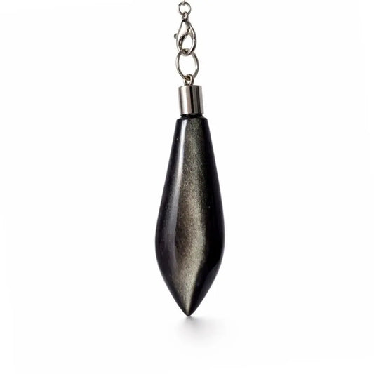 Pendule ogive en obsidienne dorée du Mexique avec forme allongée pour divination intuitive