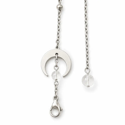 Chaîne de pendule croissant de lune avec cristal de roche