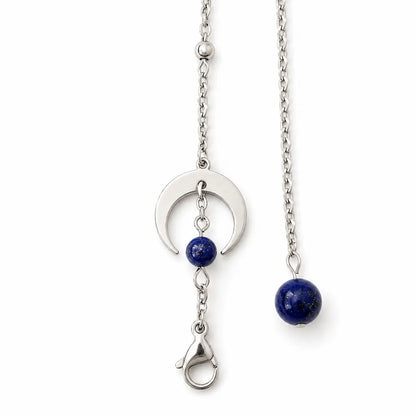 Chaîne de pendule croissant de lune avec lapis-lazuli