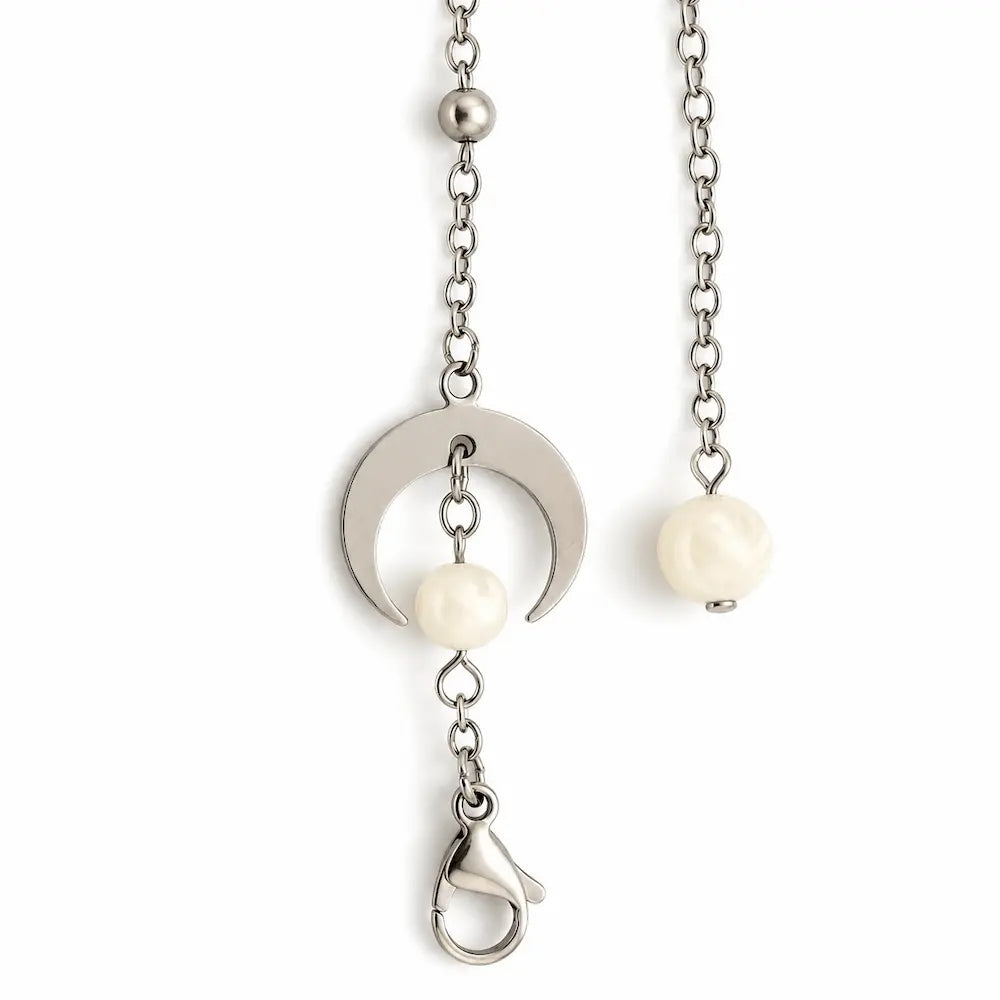 Chaîne de pendule croissant de lune avec perle pierre de lune