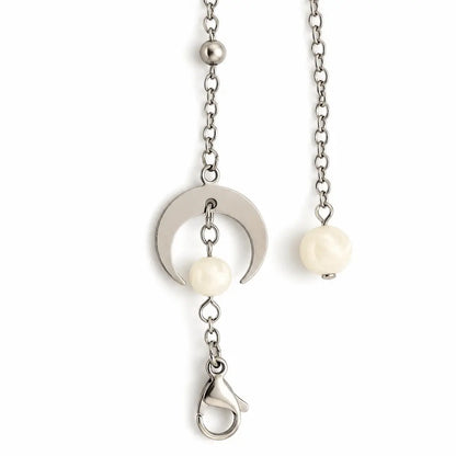 Chaîne de pendule croissant de lune avec perle pierre de lune