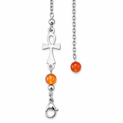Chaîne de pendule croix Ankh avec cornaline