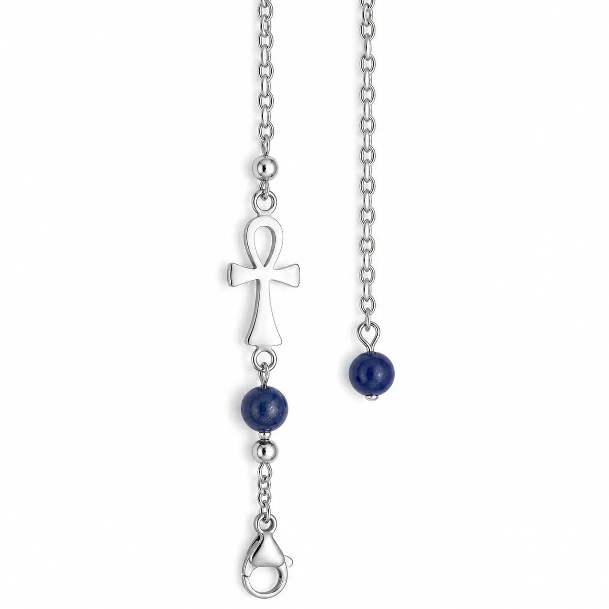 Chaîne de pendule croix Ankh avec lapis-lazuli