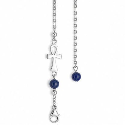Chaîne de pendule croix Ankh avec lapis-lazuli