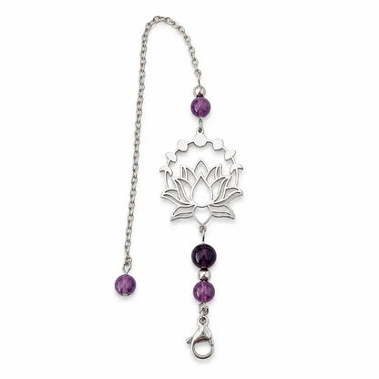 Chaîne de pendule fleur de lotus avec améthyste
