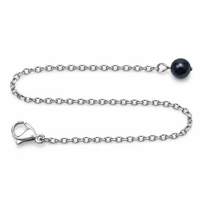 Chaînette de pendule 20 cm  en perle d obsidienne noire , acier inoxydable 304