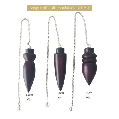 Comparatif taille des pendules en bois de rose