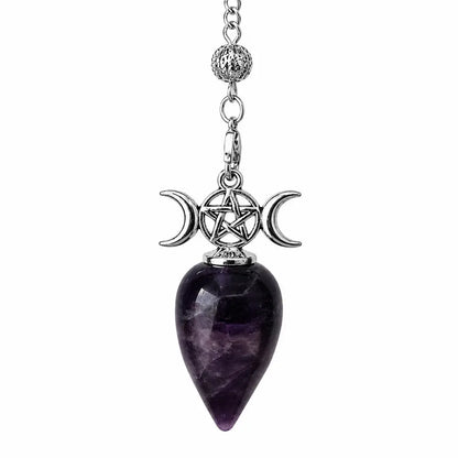 Pendule pentacle tripe lune améthyste foncée