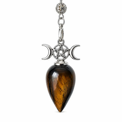 Pendule pentacle tripe lune oeil de tigre