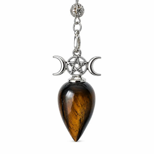 Pendule pentacle tripe lune oeil de tigre