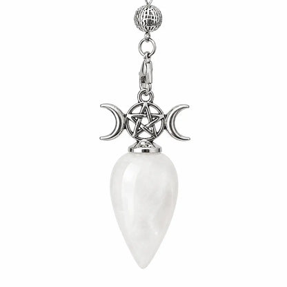 Pendule pentacle tripe lune quartz blanc
