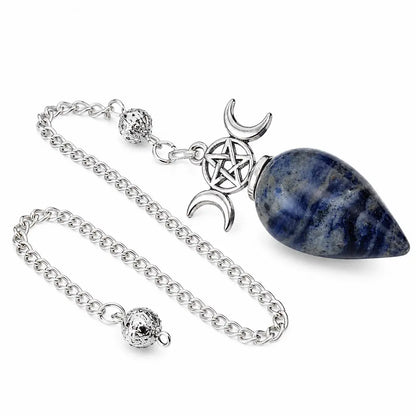 Pendule pentacle tripe lune sodalite visuel avec chainette entiere