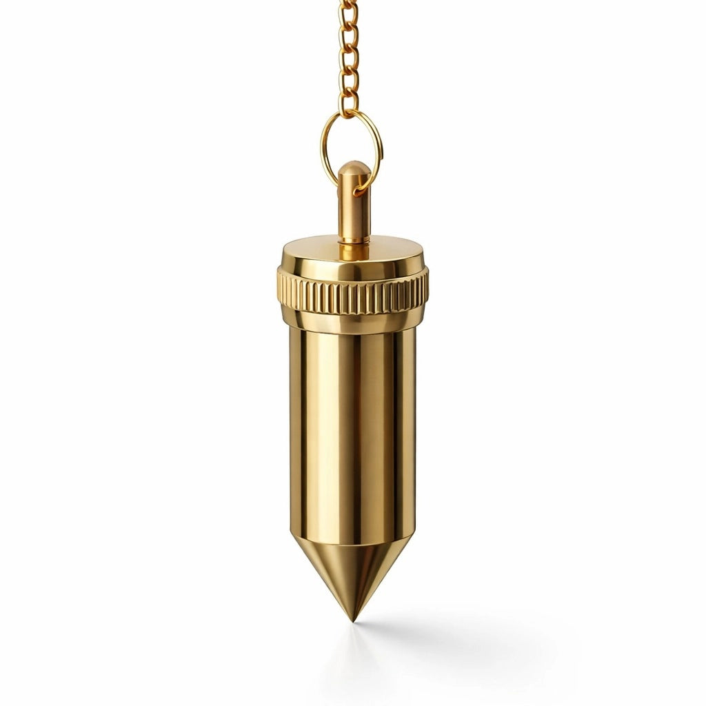 Pendule à réservoir en laiton doré pour radiesthésie 