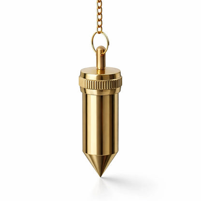 Pendule à réservoir en laiton doré pour radiesthésie 