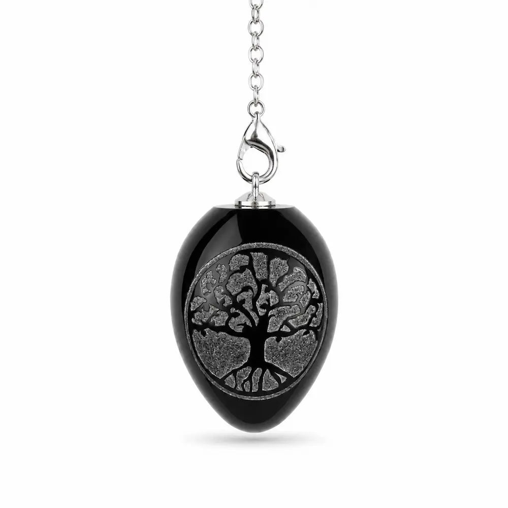 Pendule Arbre de Vie en obsidienne noire