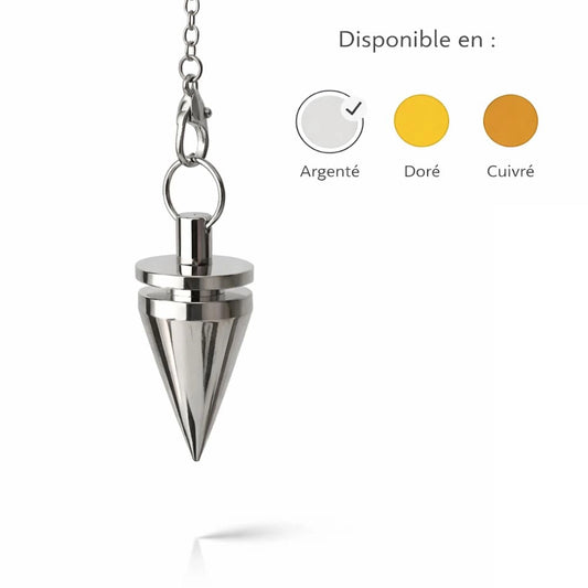 Pendule cône en métal argenté/doré/cuivré pour radiesthésie directionnelle claire