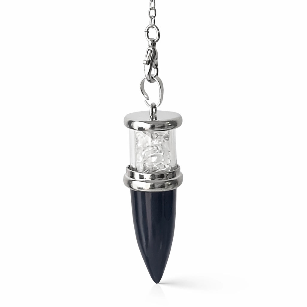 Pendule conique en tourmaline noire naturelle avec chaîne pour divination intuitive