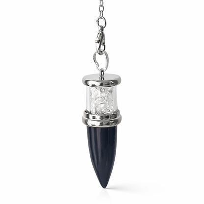 Pendule conique en tourmaline noire naturelle avec chaîne pour divination intuitive