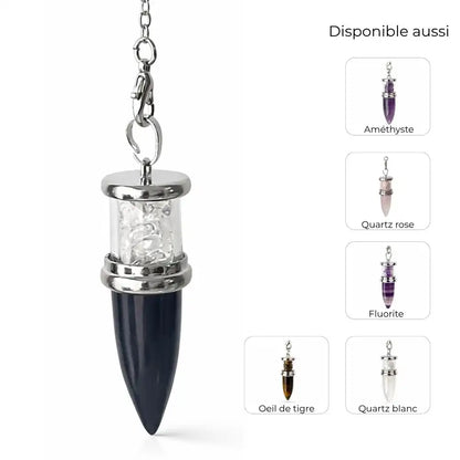 Pendule conique pierre naturelle au choix avec chaîne pour divination intuitive