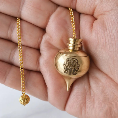 Pendule Témoin Gravé – Fleur de Vie avec lotus / Om