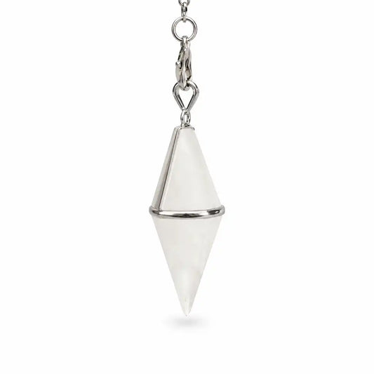 Pendule double pointe en quartz blanc