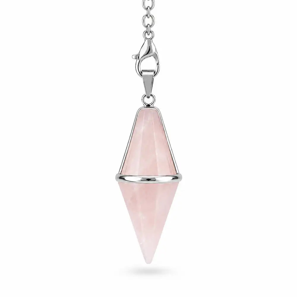 Pendule double pointe en quartz rose