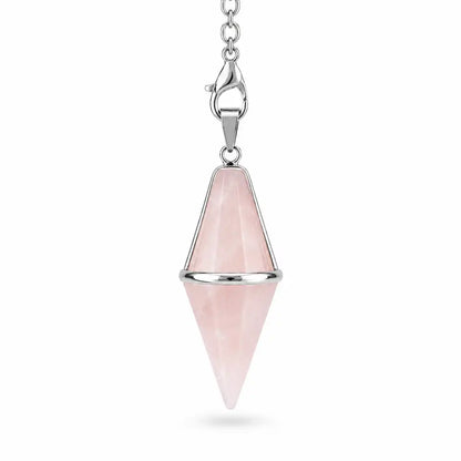 Pendule double pointe en quartz rose