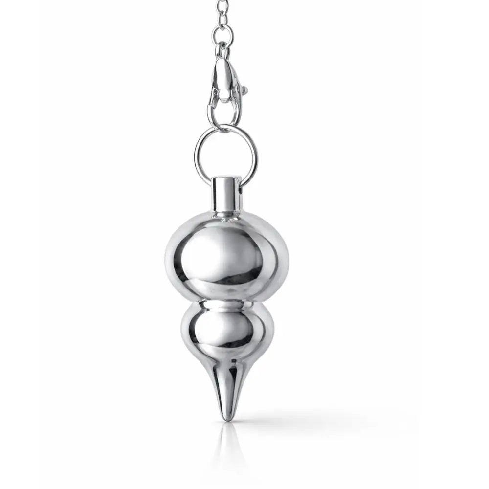Pendule double sphère en métal argenté pour divination intuitive douce
