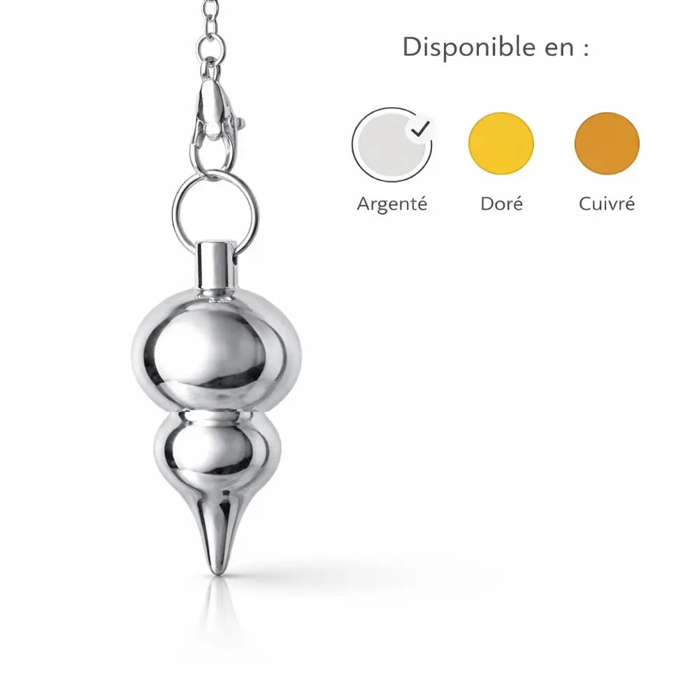 Pendule double sphère en métal 
argenté/doré/cuivré pour divination intuitive douce
