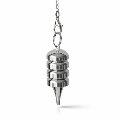 Pendule émetteur métal finition argentée avec spirales gravées pour radiesthésie technique