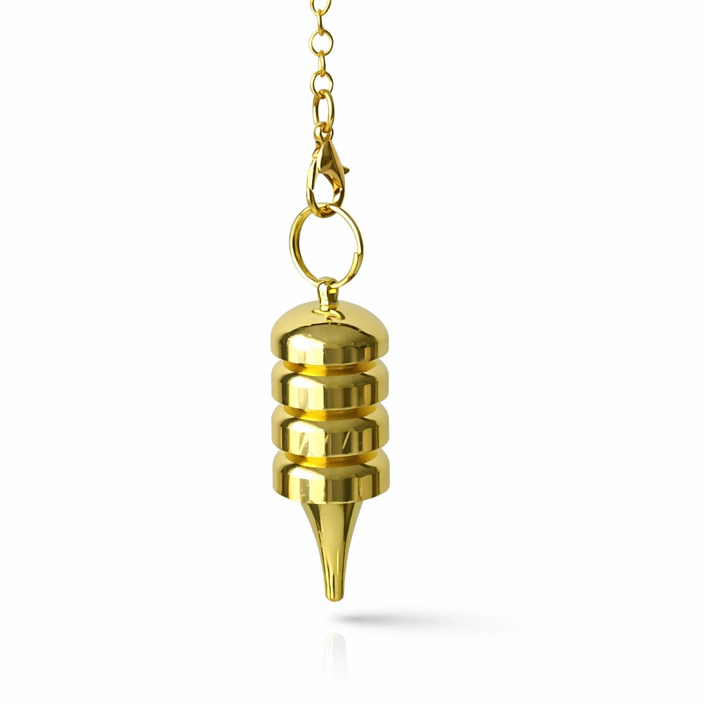 Pendule émetteur métal finition dorée avec spirales gravées pour radiesthésie technique