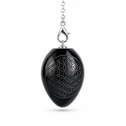 Pendule Fleur de Vie en obsidienne noire