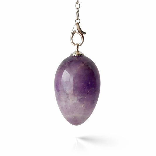 Pendule forme œuf en améthyste violette avec chaîne pour divination intuitive douce