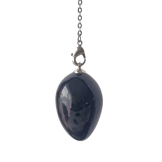 Pendule forme œuf en obsidienne œil céleste pour divination équilibrée