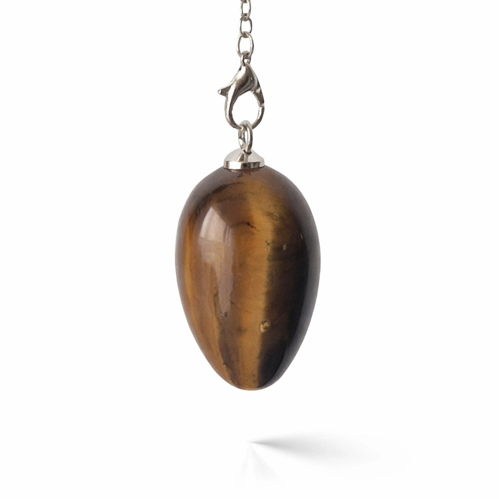 Pendule forme œuf en œil de tigre doré-brun pour divination harmonieuse