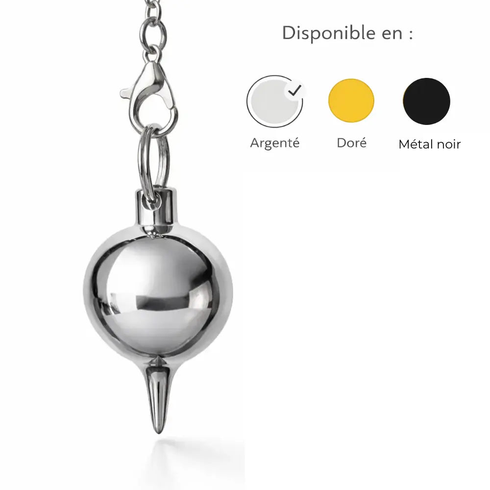 Pendule goutte en métal  argenté, doré ou argenté noir avec chaîne pour radiesthésie et divination polyvalente