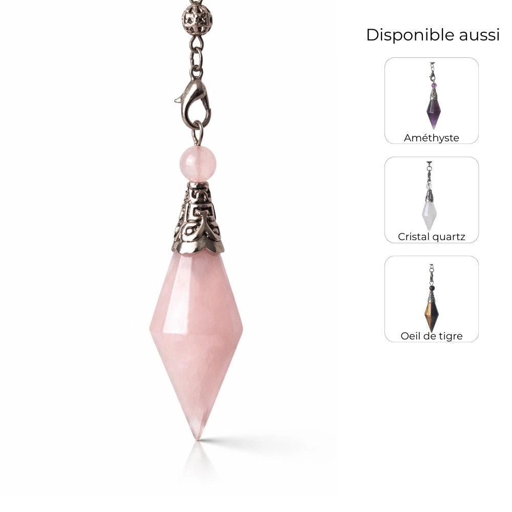 Pendule losange facetté différentes pierres naturelles disponibles