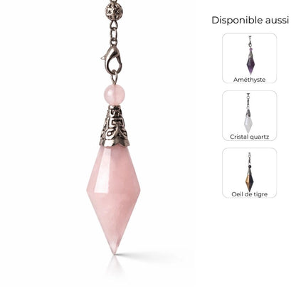 Pendule losange facetté différentes pierres naturelles disponibles