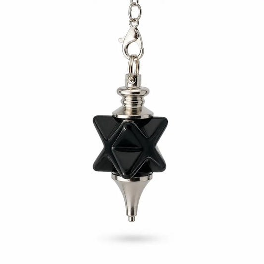 Pendule Merkaba en obsidienne noire