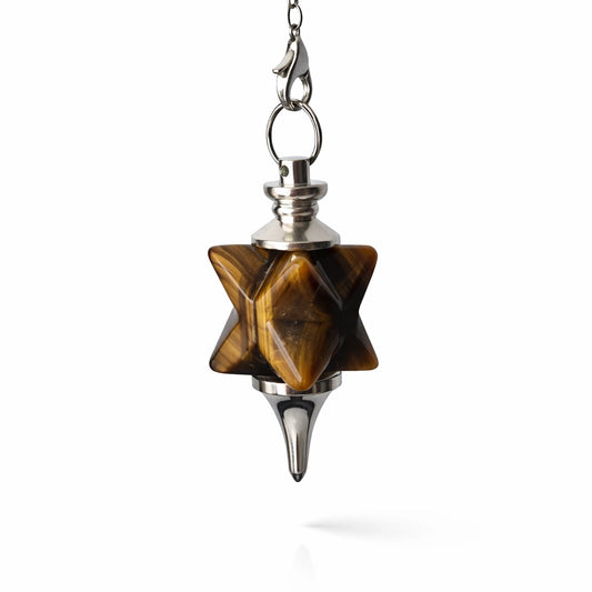 Pendentif merkaba en oeil de tigre