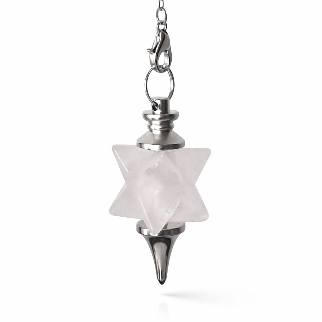 Pendentif merkaba en quartz blanc