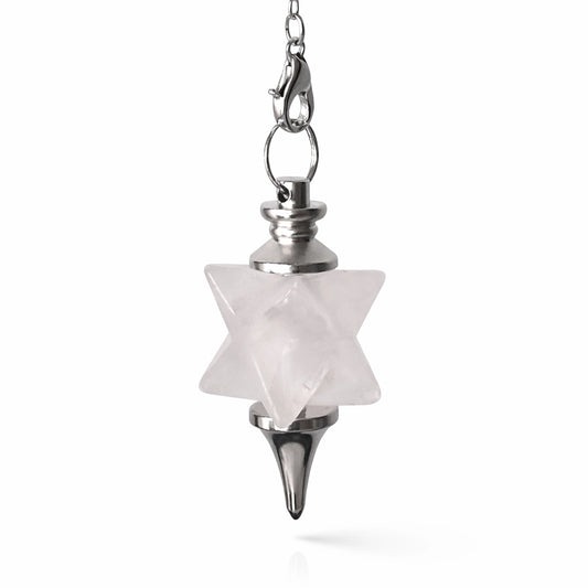 Pendentif merkaba en quartz blanc