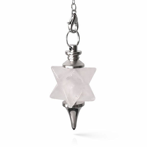 Pendentif merkaba en quartz blanc