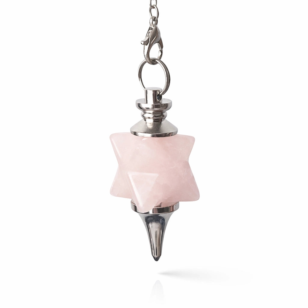 Pendentif merkaba en quartz rose