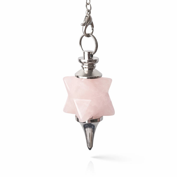 Pendentif merkaba en quartz rose