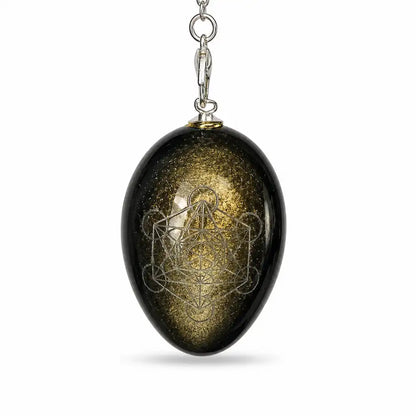Pendule Métatron en obsidienne dorée