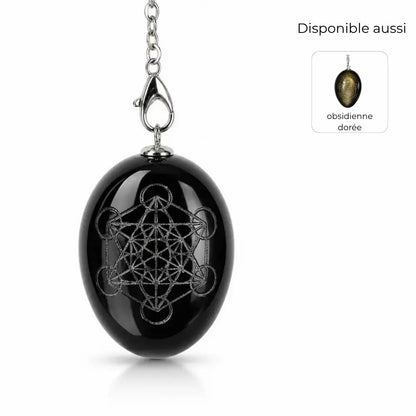 Pendules Métatron en obsidienne noire et obsidienne dorée
